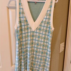 Show Me Your MuMu Green and White Checkered V-Neck Dress